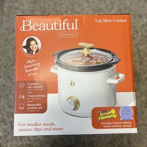 Beautiful Kitchenware 2 Qt Slow Cooker - White and Gold
